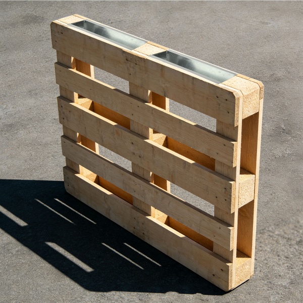 Premium Pflanzkasten für Europaletten aus verzinktem Metall, Paletteneinsatz mit 3 Ablauflöchern, Blumenkasten für Palettenmöbel, Silber