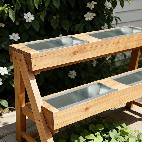 Premium Pflanzkasten für Europaletten aus verzinktem Metall, Paletteneinsatz mit 3 Ablauflöchern, Blumenkasten für Palettenmöbel, Silber