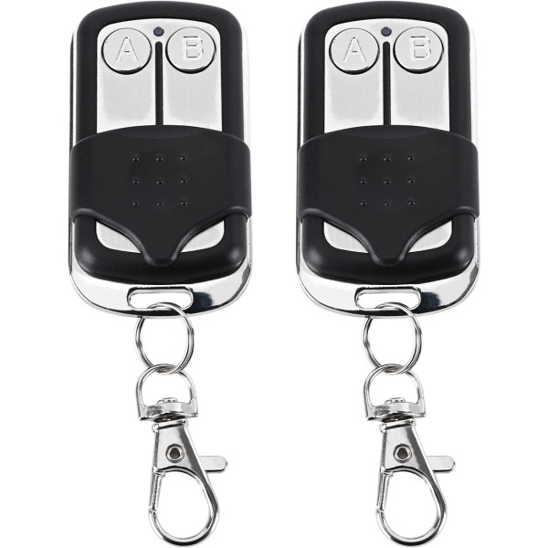 2er-Set Funk Handsender 433,92 MHz für Fixed Code Garagentore, 2-Kanal Fernbedienung programmierbar, AM/FM Modulation, inklusive Schlüsselanhänger