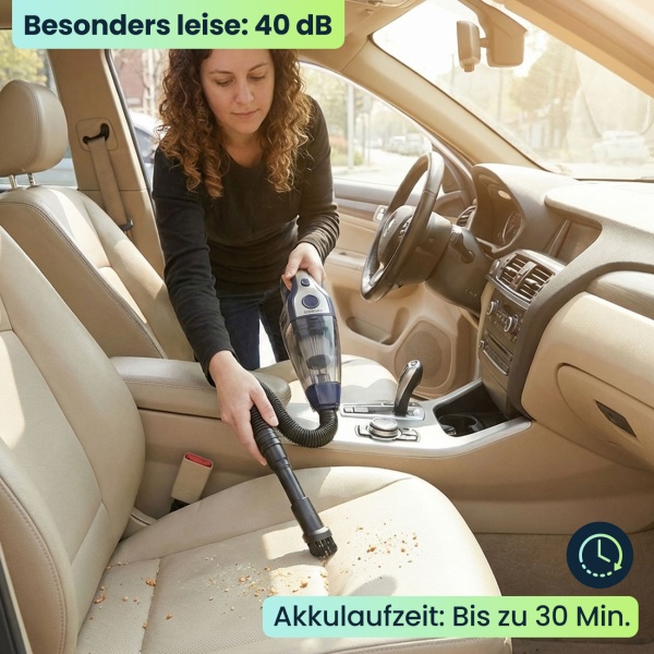 Akku-Handsauger 6800 Pa starker Mini Staubsauger, kabellos 2600 mAh Li-Ion 66W Tischsauger - kompakt & leise für Auto, Büro, Zuhause