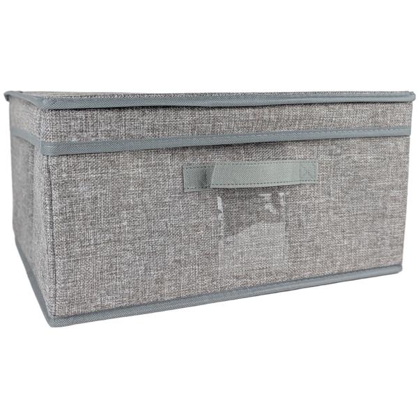 4er-Set Faltbare Stoff Aufbewahrungsbox mit Deckel, Grau, 39x28x19cm – Ideale Textilbox für Regale, Schränke, Spielzeug und mehr
