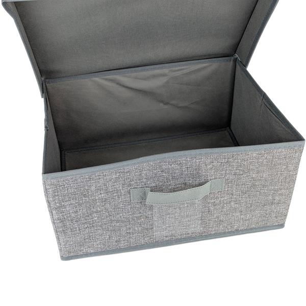 4er-Set Faltbare Stoff Aufbewahrungsbox mit Deckel, Grau, 39x28x19cm – Ideale Textilbox für Regale, Schränke, Spielzeug und mehr