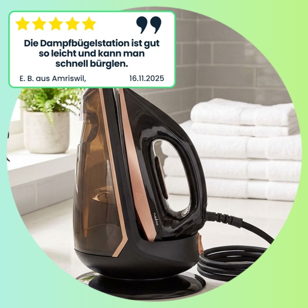 Leistungsstarke Dampfbügelstation, 7 Bar, 2400W, schwarz – Keramik Bügelsohle, Anti-Kalk, Selbstreinigung, schnelles & effektives Bügeln