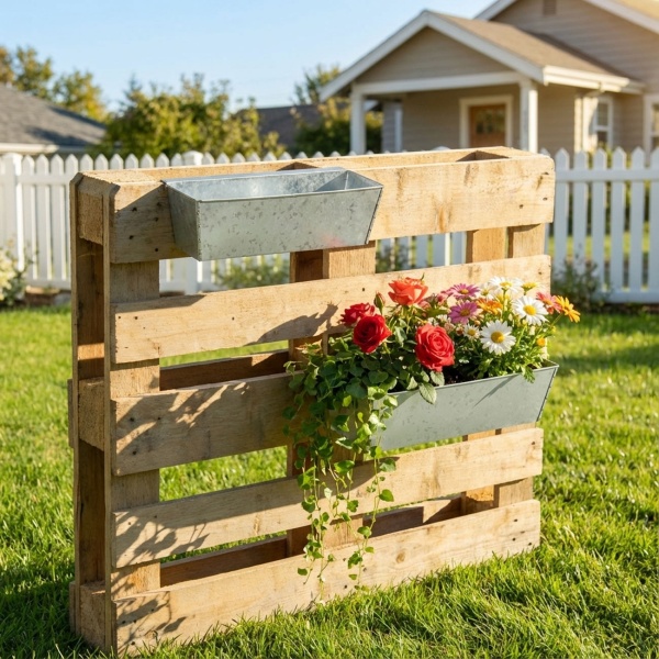 2er-Set Premium Pflanzkasten für Europaletten mit Hängeschiene aus verzinktem Metall,  Paletteneinsatz & Balkonkasten für Geländer bis 2,5 cm Breite, Silber