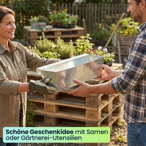 4er-Set Premium Pflanzkasten für Europaletten mit Hängeschiene aus verzinktem Metall,  Paletteneinsatz & Balkonkasten für Geländer bis 2,5 cm Breite, Silber