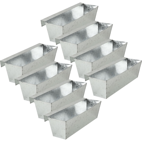 8er-Set Premium Pflanzkasten für Europaletten mit Hängeschiene aus verzinktem Metall,  Paletteneinsatz & Balkonkasten für Geländer bis 2,5 cm Breite, Silber