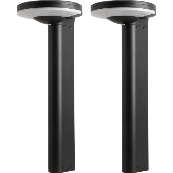 2er-Set Premium Solar Säulen-Wegeleuchte aus Aluminium in Schwarz, 300lm helle SMD-LEDs, Dämmerungssensor & 2 Leuchtmodi, wetterfeste Gartenlampe modern
