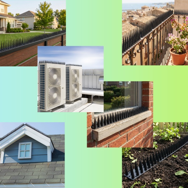 12er Set Taubenspikes Schwarz 5,4m - Effektive Vogelabwehr aus Polycarbonat - 3-reihige Abwehrspikes gegen Tauben, Möwen, Marder, Katzen & Eichhörnchen