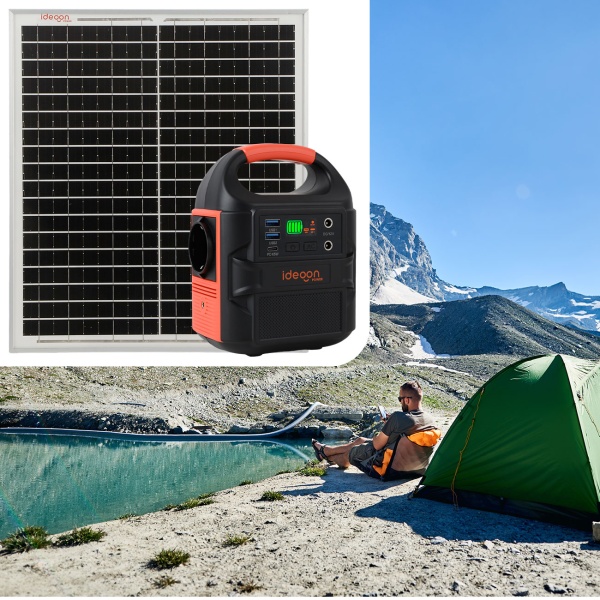 Mobiles Powerstation Set 88,8Wh mit 20W Solarmodul, 230V Steckdose, 100W, USB-C PD 65W, Solargenerator mit LED-Leuchte für Camping & Outdoor