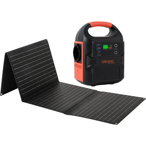 Mobiles Powerstation Set 88,8Wh mit 40W Solarpanel faltbar, 230V Steckdose, 100W, USB-C PD 65W, Solargenerator mit LED-Leuchte für Camping & Outdoor