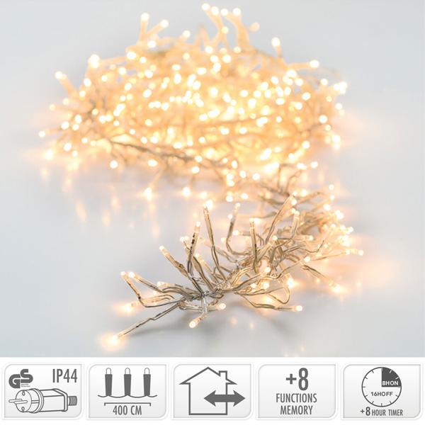 Weihnachts Clusterlichterkette 576 LED Warmweiss – IP44 Aussen & Innen, 4,2m funkelnde Büschellichterkette für gemütliche Atmosphäre