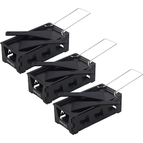 3er-Set Faltbares Raclette-Teelicht für 1-2 Personen, Raclette Set ohne Strom inkl. Teelichtern und Schaber, Metall mit originell ausgestanzten Kühen, antihaftbeschichtet