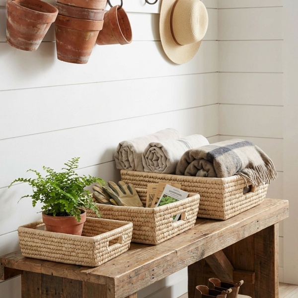 Stylisches Aufbewahrungskorb-Set 3-tlg. rechteckig, stabil mit Griffen für Bad, Regal, Schlafzimmer & Büro – Ordnung leichtgemacht!