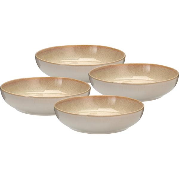 Speiseteller 4er-Set Ø22,5 x 5 cm aus robustem Steinzeug, Sandfarbe - Essteller für Hauptspeisen & Snacks. Perfekt für den modernen Esstisch