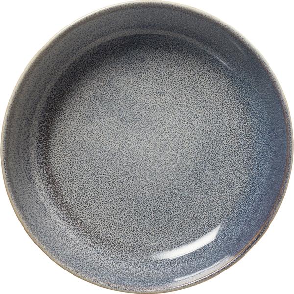 Speiseteller 4er-Set Ø22,5 x 5 cm aus robustem Steinzeug, Sandfarbe/Blau - Essteller für Hauptspeisen & Snacks. Perfekt für den modernen Esstisch