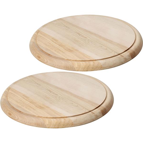 2er-Set Edles Schneidebrett rund 25cm - hochwertiges Holz-Frühstücksbrett, Tranchierbrett & Servierteller - Küchenbrett für Feinschmecker