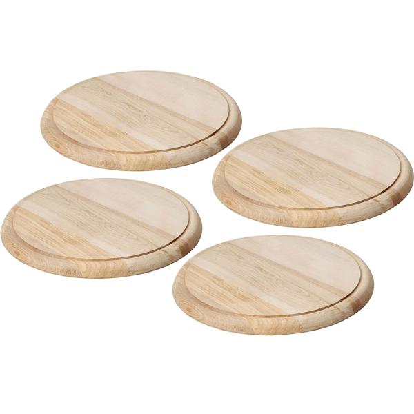 4er-Set Edles Schneidebrett rund 25cm - hochwertiges Holz-Frühstücksbrett, Tranchierbrett & Servierteller - Küchenbrett für Feinschmecker