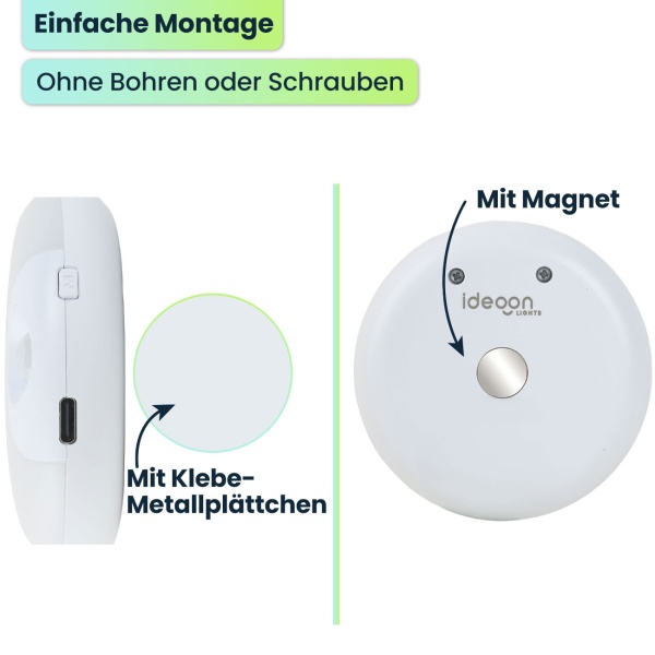 Helle LED Schrankleuchte mit Bewegungssensor – Wiederaufladbares Nachtlicht, Magnetisch & Kabellos – Ideal als Treppenlicht & für Kleiderschrank