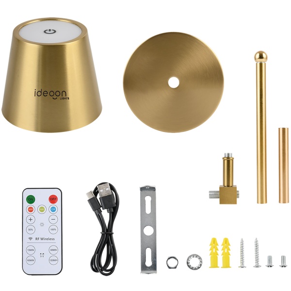 Elegante LED Wandleuchte kabellos mit Fernbedienung: Akku Wandlampe dimmbar in Gold, USB aufladbar mit Timer & Touch-Sensor