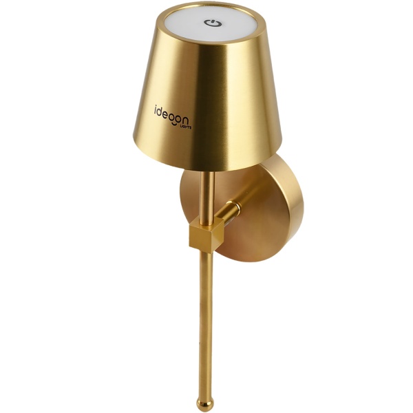 Elegante LED Wandleuchte kabellos mit Fernbedienung: Akku Wandlampe dimmbar in Gold, USB aufladbar mit Timer & Touch-Sensor