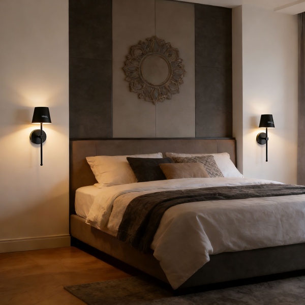 2er-Set Elegante LED Wandleuchte kabellos mit Fernbedienung: Akku Wandlampe dimmbar in Schwarz, USB aufladbar mit Timer & Touch-Sensor