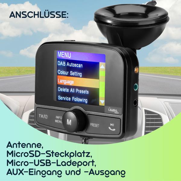 Einfach DAB+ über FM hören - 4in1 Kfz DAB Radio Empfänger mit Bluetooth 5.0, Freisprechanlage & FM Transmitter - Kristallklarer Digital-Sound im Auto
