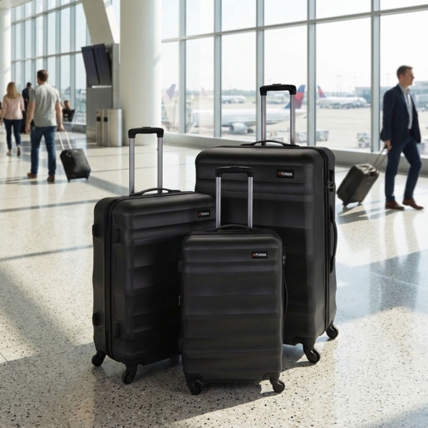 Edles Hartschalenkoffer Set 3-teilig grau – Ultimativer Reisekomfort mit Teleskopgriff & superleichten 360° Spinner-Rollen, TSA-Schlösser