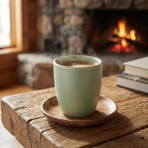 4er Becher Set Steingut 80ml, 4 Farben - Rustikale Kaffeebecher & Teetassen ohne Henkel für Heissgetränke, Kaffee & Espresso