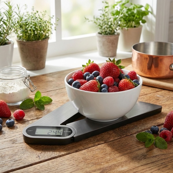 Professionelle Digitale Küchenwaage Ausklappbar 28cm – Hochpräzise, 5kg Belastung – Platzsparend Zusammenklappbar – Kochen, Backen & Portionskontrolle