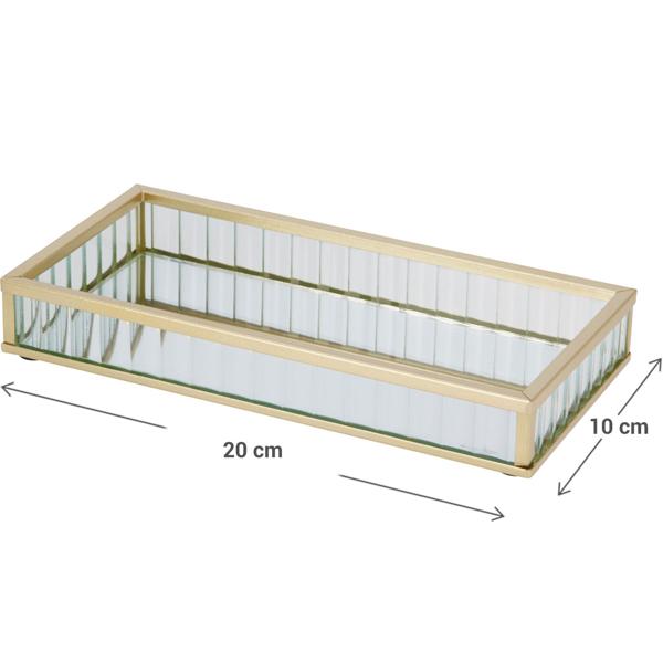 Luxuriöses 2er-Set Deko-Tabletts aus Glas & Metall, Gold – Rechteckiges Schmuck- & Serviertablett, Kosmetik Ablage – Ideal für Bad & Schminktisch