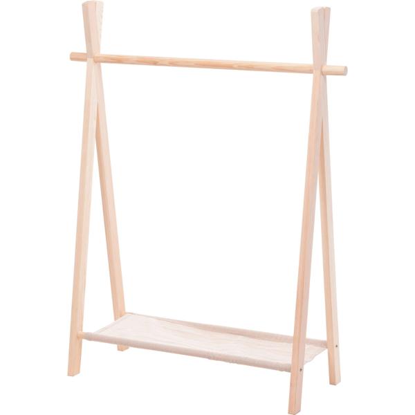 Kinder Kleiderständer Holz FSC 100% - 80x30x100 cm - Kindergarderobe mit Schuhablage - Robustes Standregal zur Förderung der Selbstständigkeit