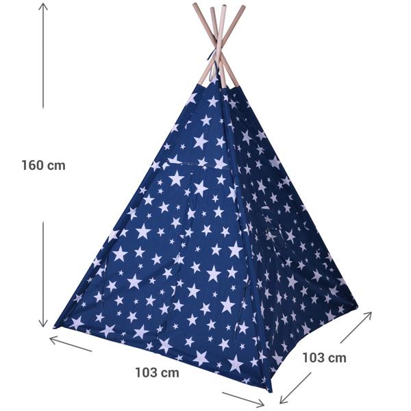 Kinder-Spielzelt-Tipi mit Sternen-Design - Gemütliches Spielzelt für Jungen & Mädchen und unbegrenzten Spielspass im Kinderzimmer
