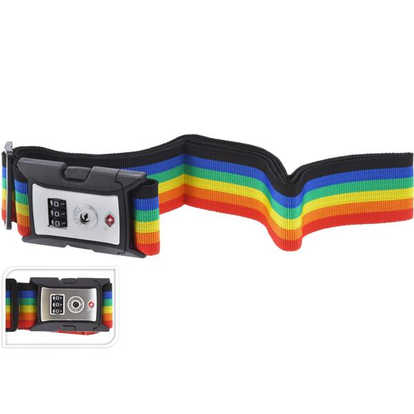 Premium Koffergurt mit TSA-Zahlenschloss, 180 x 5 cm - Verstellbares Kofferband Bunt für sicheres Reisen – 3-stelliger Code einstellbar