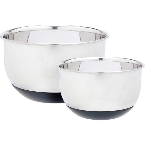 Profi Rührschüssel-Set 2-teilig aus Edelstahl – Salatschüssel mit rutschfestem Silikonboden – Stapelbare Küchenschüsseln Ø 16,7 cm & 20,5 cm 