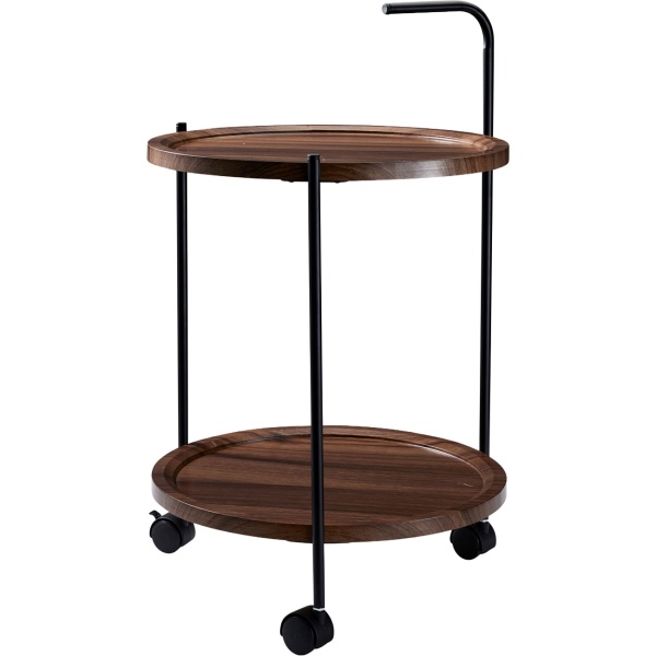 Beistelltisch mit Rollen, 2 Ebenen: Metall & MDF, 40x40x67cm, flexibler Rollwagen als Couchtisch, Nachttisch oder für Aussenbereich