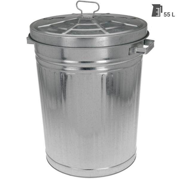 Robuste Metalltonne mit Deckel 55 Liter – Vielseitiger Abfalleimer & Gartentonne mit Tragegriffen – Verzinkte Mülltonne für Abfall & Aufbewahrung