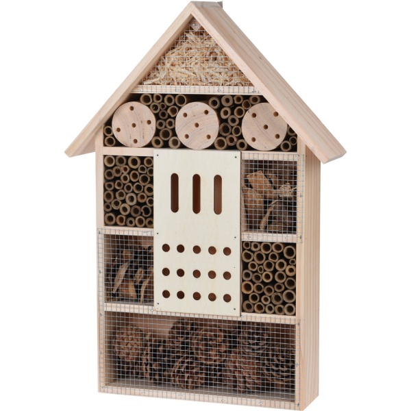 XL Insektenhotel, 51 x 35 x 10 cm, Nistkasten aus Naturhölzern und Zapfen für Bienen, Schmetterlinge, Käfer und andere Helfer im Garten, Bienenhaus