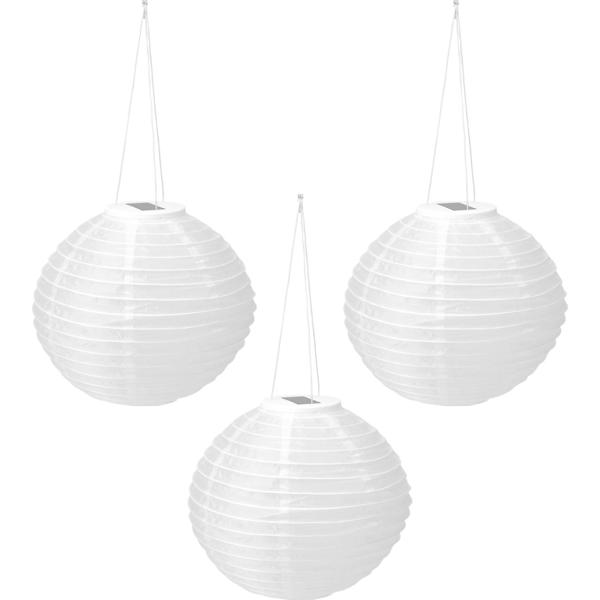 3er-Set Grosser Solar Lampion, Ø 40 cm – Wetterfeste LED Kugel hängend für Garten & Balkon – Automatische Solarleuchte Deko für Party