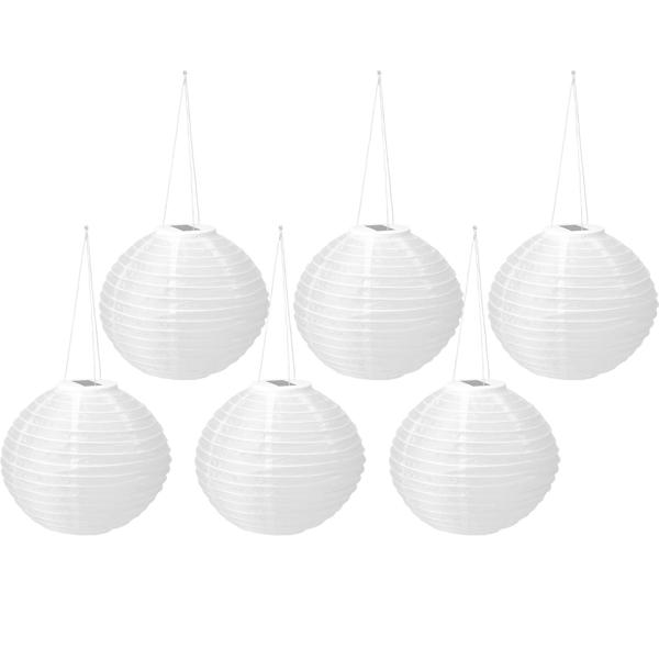 6er-Set Grosser Solar Lampion, Ø 40 cm – Wetterfeste LED Kugel hängend für Garten & Balkon – Automatische Solarleuchte Deko für Party