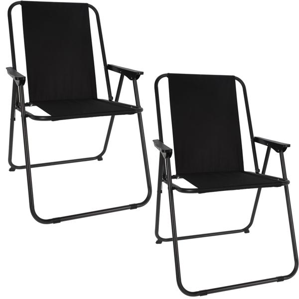 2er-Set Robuster Klappstuhl in Schwarz: Stabiler Faltstuhl aus Stahl & Polyester, idealer Begleiter für Camping, Garten, Terrasse & Outdoor 