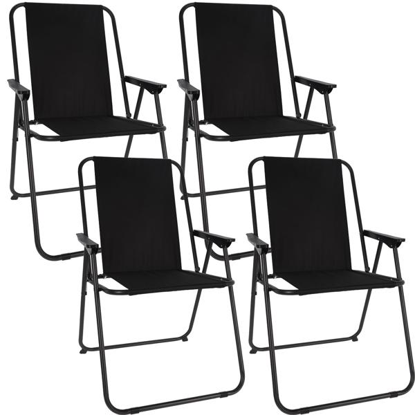 4er-Set Robuster Klappstuhl in Schwarz: Stabiler Faltstuhl aus Stahl & Polyester, idealer Begleiter für Camping, Garten, Terrasse & Outdoor 