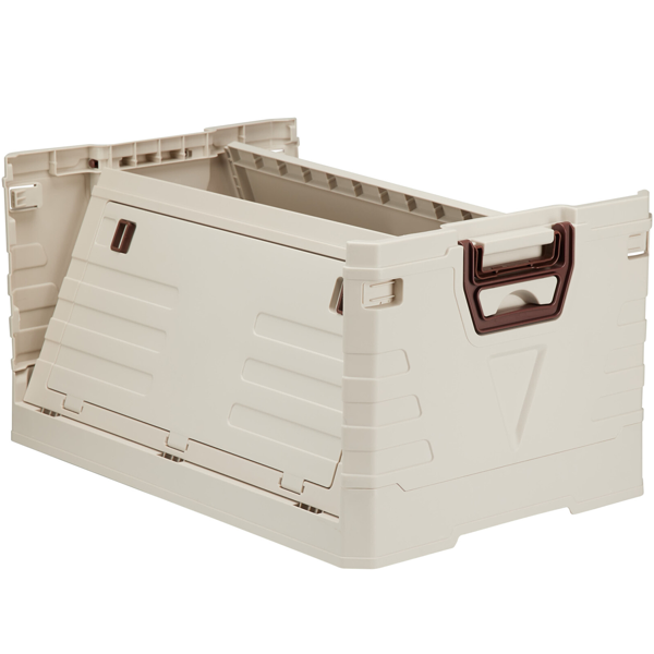 2er-Set Faltbare Aufbewahrungsbox 55L Beige: robuste Klappbox, stapelbarer Ordnungshelfer für Kleidung, Spielzeug & mehr - platzsparend & stabil