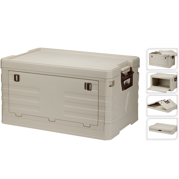 2er-Set Faltbare Aufbewahrungsbox 55L Beige: robuste Klappbox, stapelbarer Ordnungshelfer für Kleidung, Spielzeug & mehr - platzsparend & stabil
