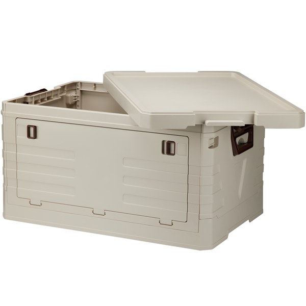 2er-Set Faltbare Aufbewahrungsbox 55L Beige: robuste Klappbox, stapelbarer Ordnungshelfer für Kleidung, Spielzeug & mehr - platzsparend & stabil