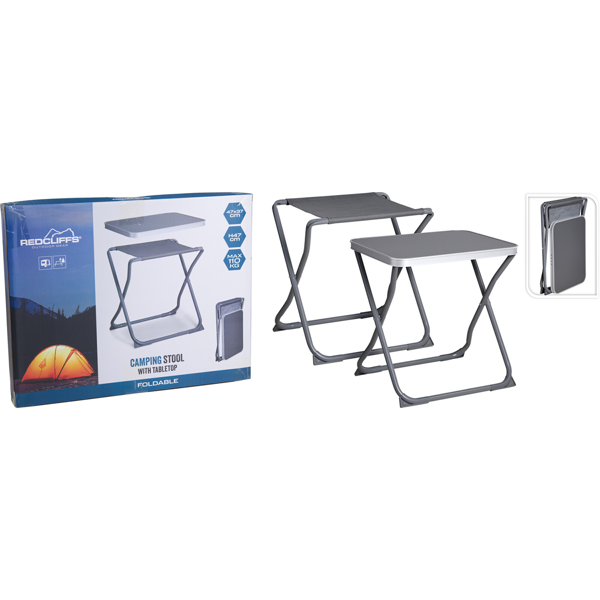 2-in-1 Campinghocker & Beistelltisch klappbar, bis 110kg belastbar, leichtes Gestell für Picknick, Garten & Outdoor, abnehmbare Tischplatte