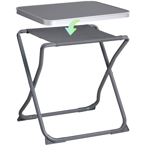 2-in-1 Campinghocker & Beistelltisch klappbar, bis 110kg belastbar, leichtes Gestell für Picknick, Garten & Outdoor, abnehmbare Tischplatte