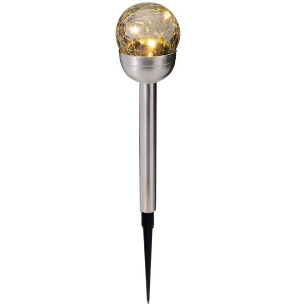3er-Set Glaskugel Solarleuchte, Edelstahl: 4 LED Kupferdraht, wetterfest & dekorativ - ideal für Garten & Terrasse, 34,5 cm