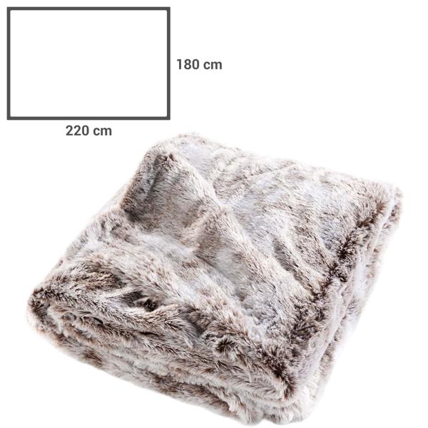 Superweiche Kuscheldecke in luxuriöser Felloptik, 180 x 220 cm, Schokobraun - Ideal für gemütliche Stunden auf dem Sofa oder als Tagesdecke