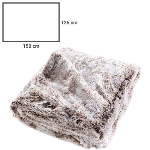 4er-Set Superweiche Kuscheldecken 180 x 220 cm & 125 x 150 cm und 2 Flauschige Dekokissen 45 x 45 cm in Felloptik, Schokobraun - Für Wohlfühl-Momente