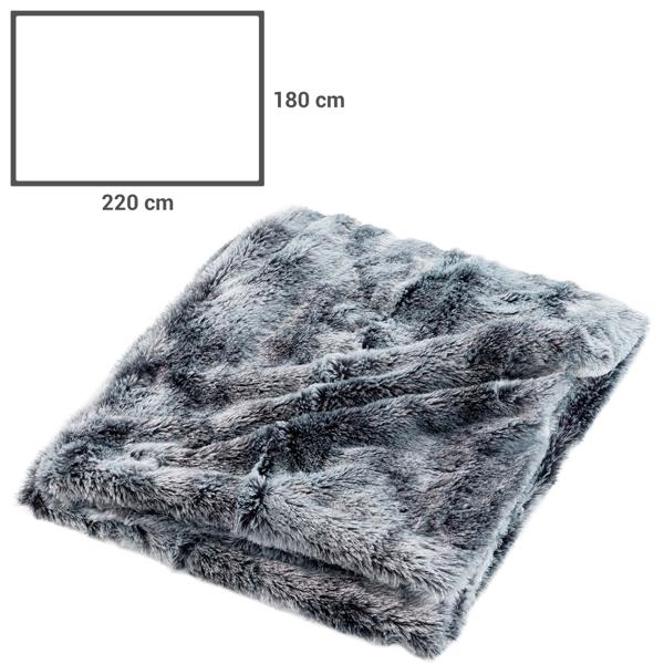 2er-Set Superweiche Kuscheldecke 180 x 220 cm & Flauschiges Dekokissen 45 x 45 cm in Felloptik, Grau - Für gemütliche Stunden auf dem Sofa